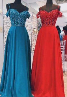 Sweetheart off shoulder chiffon lace long prom dress