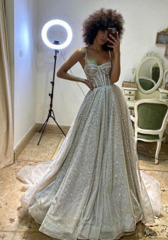 Mermaid A-line Sequin Shiny Long Prom Dress