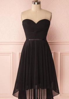 Simple Chiffon High Low Black Homecoming Dress
