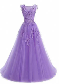 Beautiful Mermaid Lavender Tulle Long Prom Dress with lace