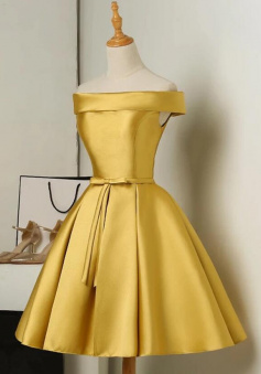 Elegant Gold Short Bridesmaid Dress Stain Homecoming Dresses