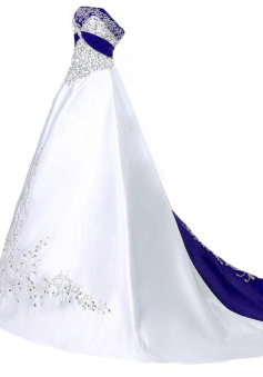 Mermaid Strapless Royal Blue Wedding Dresses