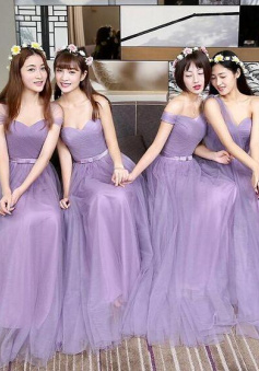 New arrival purple long bridesmaid dresses
