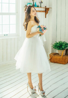 Cute Sweetheart Tulle Short Wedding Dresses