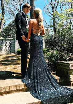Sexy stunning sequined prom dresses