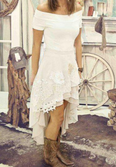 Charming Off The Shoulder Hi-Low Prom Dress