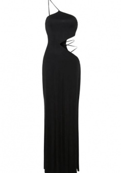 Sexy black long prom evening dress