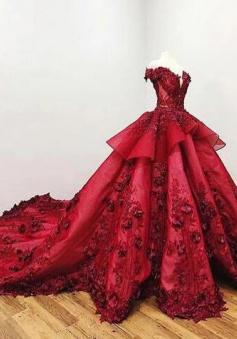 Charming Mermaid Wine Red Ball Gown Prom Dress With Beads