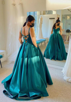 Simple Mermaid satin long prom dress