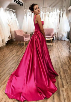 Mermaid satin long prom dress A line evening dress