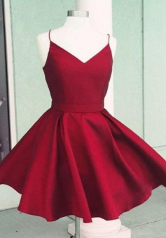 Spaghetti Straps Short Wine Red homecoming dresses