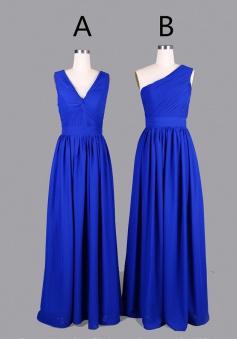 Sweetheart/V-neck/One-shoulder Long Chiffon Bridesmaid Dress