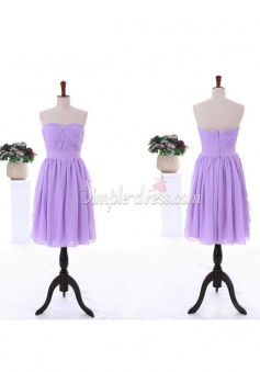 Elegant A-line Sweetheart Zipper-up Lavender Chiffon Bridesmaid Dress