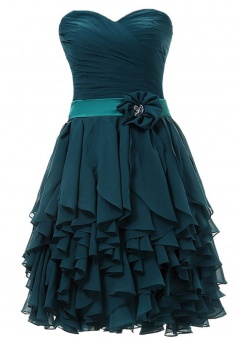 Discounted A-line Strapless Short Ruffle Chiffon Bridesmaid Dress