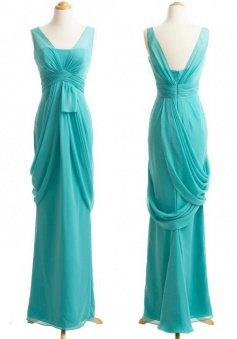 Elegant Ankle-Length Sleeveless Ruched Chiffon Bridesmaid Dress