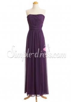 New Arrival Sheath Column Strapless Chiffon Bridesmaid Dress