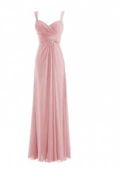 Long Spaghetti Strap Chiffon Bridesmaid Dress Sweetheart Formal Dress