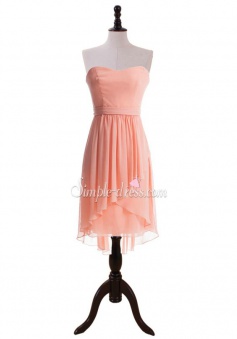 New-coming A-line Sweetheart Bow Knee-Length Chiffon Bridesmaid Dress