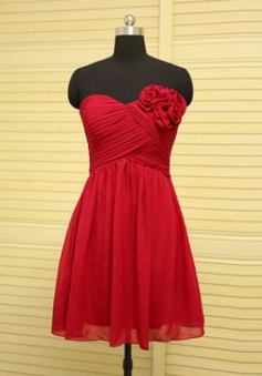 Cute A-Line Sweetheart Knee Length Bridesmaid Dress with Flower  