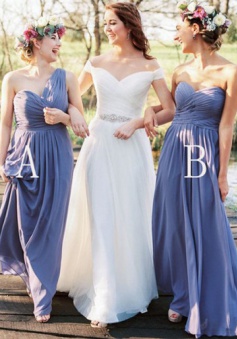 Exquisite Sheath One-Shoulder Floor-Length Lavender Bridesmaid Dress with Ruffles