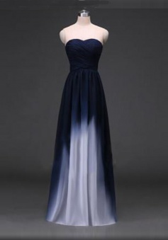 Gradient A-Line Sweetheart Flooer Length Bridesmaid/Prom Dress with Ruffles