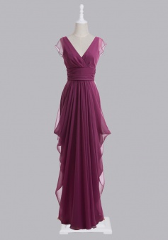 Latest Sheath/Column V-neck Chiffon Bridesmaid Dress