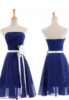 Best A-line Strapless Knee-Length Chiffon Bridesmaid Dresses CHDT100094