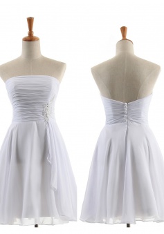 Hot Sale A-line Strapless Knee-Length Chiffon Bridesmaid Dresses CHDT100098