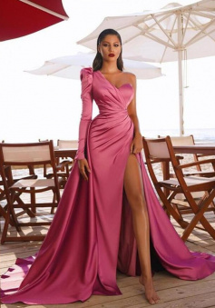 Elegant One Shoulder Sweetheart Evening Dresses With Split