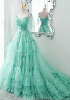 Mermaid Cute Tulle Long Prom Evening Dress