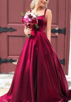 A Line Long Prom Dress With Pocket