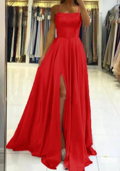 Simple Slit Leg Long Chiffon Prom Dress