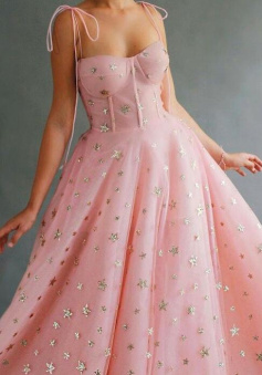 Sexy A Line Pink Evening Gowns