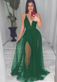 Sexy V Neck Chiffon Evening Dress