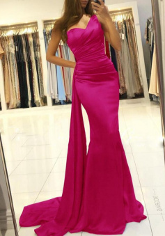 Simple One Shoulder Mermaid Prom Dress Long Formal Dresses