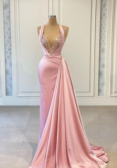 Mermaid Pink Stain Long evening dresses