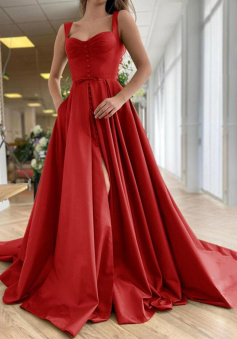Sexy Long Split Prom Dress 2022 with Button