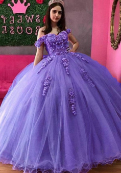 Off Shoulder Charming Quinceanera Dresses With Lace Applique