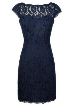 Elegant Navy Blue Lace Mother of the Bride Dress - Wisebridal.com