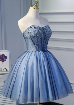 Cute Sweetheart Beaded Tulle Short Prom Dress