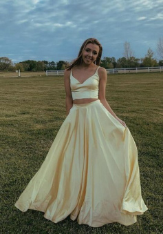 A line two pieces prom dress