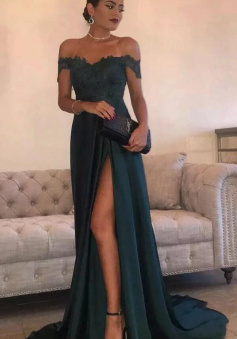 Sexy Lace Off The Shoulder Evening Gowns