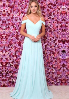 Simple A-Line Chiffon Long Prom Dress