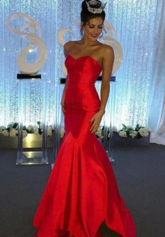 Simple Sweetheart Satin Long Prom Dress For Party