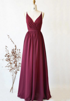 Simple chiffon long prom dress