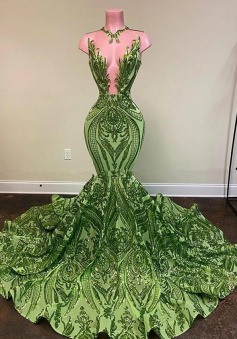 Sexy Sequin green prom dresses