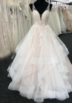 Charming V Neck Tulle Bridal Dresses