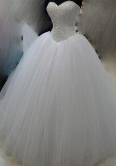 Vintage Beaded Bodice Ball Gown Wedding Dress