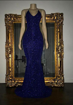Sexy Royal Blue Sequin Prom Dress Evening Gown