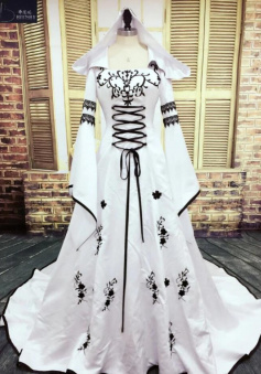 Custom Made Unique Embroidery A-Line Wedding Dresses